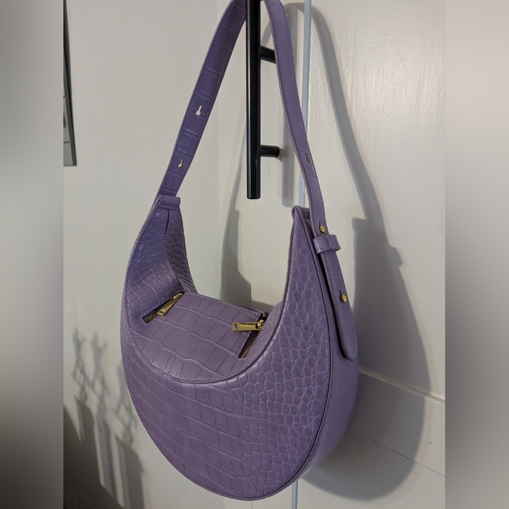 JW Pei Lavender Croc-Embossed Shoulder Bag - Picture 13 of 15